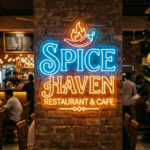 Restaurant neon sign for café interior branding