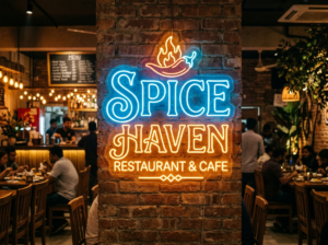 Restaurant neon sign for café interior branding
