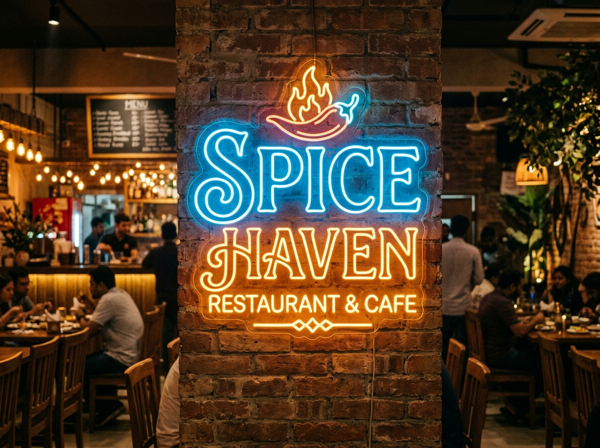 Restaurant neon sign for café interior branding