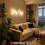 room decor neon sign blush pink glow bedroom wall Bangladesh