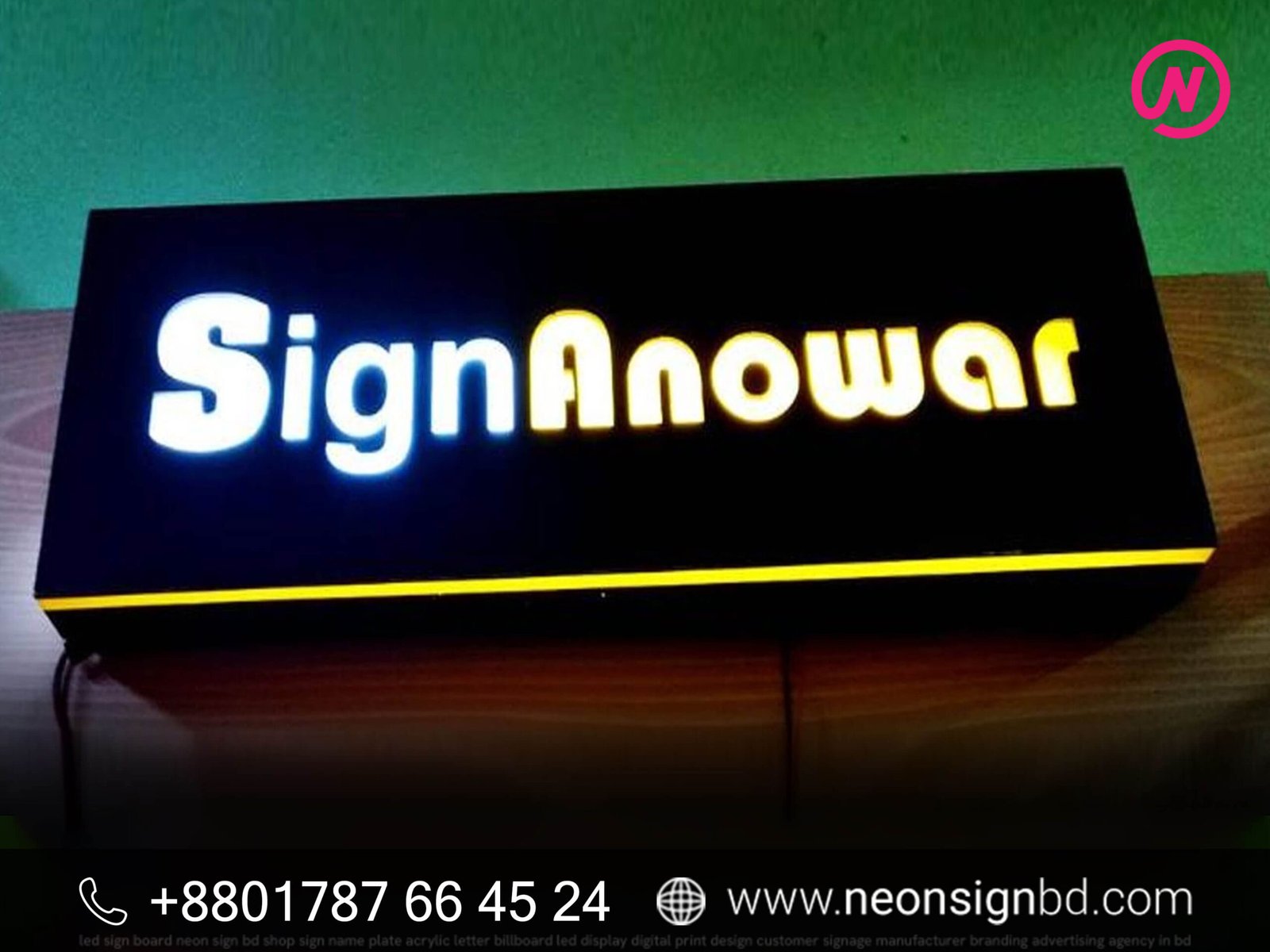 Off-Cut Signage with LED Backlighting